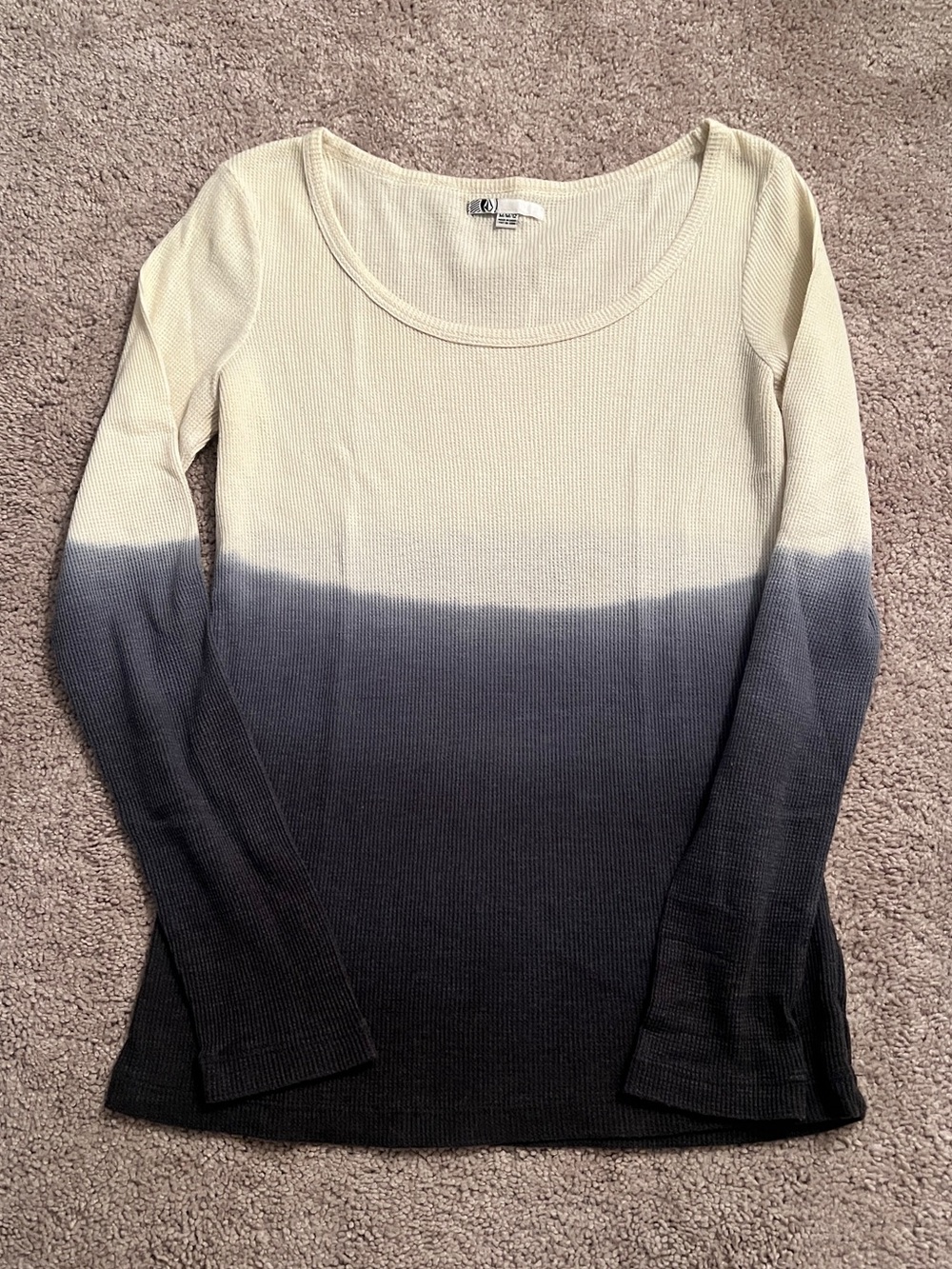 Volcom Cream to Gray Ombre Scoop Neck Long Sleeve Top